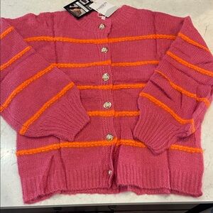 Pink and Orange Striped Women's Sweater